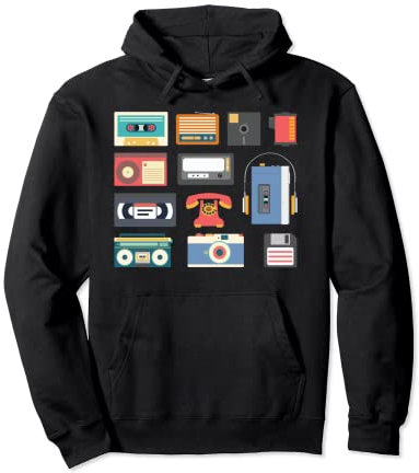 Tecnología retro de la década de 1990 juegos electrónica de gadgets Sudadera con Capucha