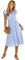 HEYPORK Damen Frühling Sommer Rock Bequem Lässig Kleider Mode Elegant Röcke Frauen Beiläufige Feste Farbe V-Ausschnitt Taille Abnehmender Frischer Stil Kleid(Blau, L)