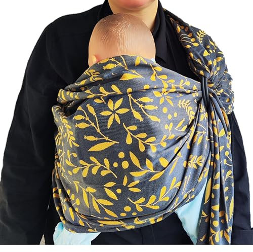 Shabany® - Ring Sling Tragetuch - 100% Bio Baumwolle - Babybauchtrage für Neugeborene Kleinkinder bis 15 KG - inkl. Baby Wrap Carrier Anleitung - anthrazit (noble)