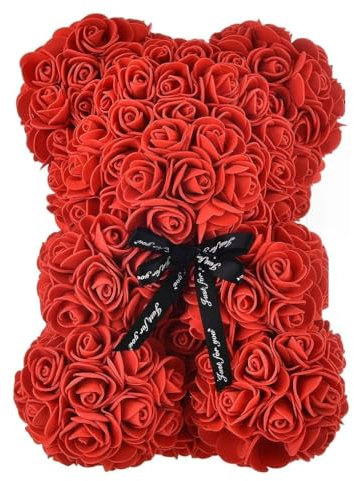 Mr. Gadget's Solutions Red Rose Bear, Flower Teddy Bear Birthday Women Girlfriend Gifts, Red Rose Bear Teddy Bear Artificial Roses, Anniversary Christmas Valentines Gift