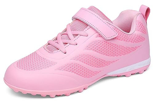 Sainilei Chaussures de football pour enfant garçon FG/AG Chaussures de football pour fille TF Football Chaussures d'entraînement professionnelles, Sainilei s2332 rose, 28 EU