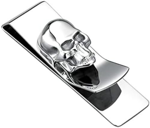 Edelstahl-Geldklammer Mit Totenkopf-Motiv, Silberne Geldklammer, Kreative Geldklammer, Bankkartenhalter, Visitenkartenhalter, Geschenk Für Männer,Silber,6,5 * 2 * 1,35 cm,Uptodate33