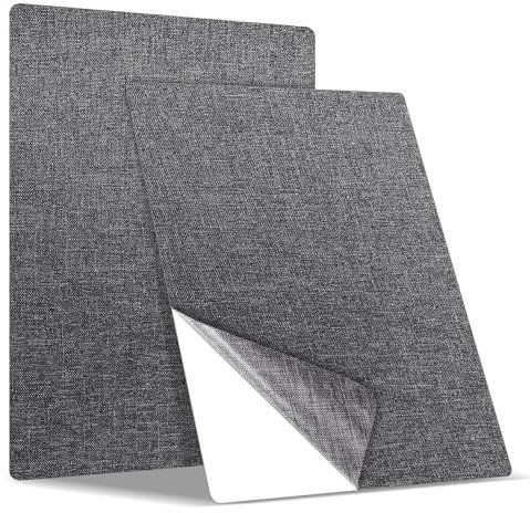 Flicken selbstklebend Stoff, Klebeflicken für Textilien Leinenstoff Reparatur Patches, 2er 20 x 28 cm Textil Flicken selbstklebend für Sofas, Autositze, Bürostuhl, Kopfteile, Vorhang, Beigegrau