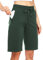 Willit Damen Shorts 10 Bermuda Baumwolle Lange Shorts Yoga Übung Knielange Shorts Workout Sportlich mit Taschen Olivgrün XL