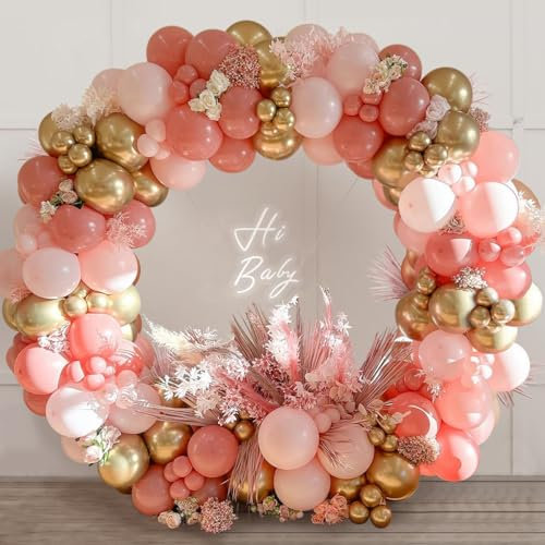 Rosa Gold Luftballons Girlande Geburtstagsdeko Mädchen, 132 Stück Ballonbogen mit Rosa Luftballons, Gold Luftballons, Ballongirlande für Birthday Decorations, Hochzeitsdeko, Babyparty Deko, Verlobung