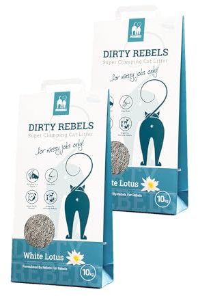 Petrebels Katzenstreu Dirty Rebels, 2X 10 Liter, Weisser Lotus Duft, 100% Natürlich, 2er-Pack