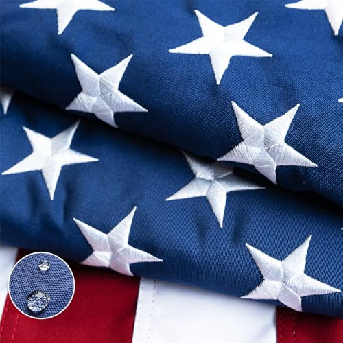 TOPFLAGS Bandera estadounidense de algodón de 4 x 6 pulgadas, fabricada en Estados Unidos 2024, tela de algodón bordada, estrellas resistentes, bandera de Estados Unidos para interiores y exteriores,