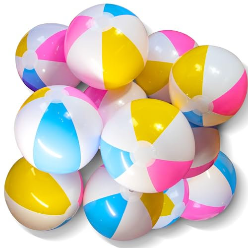 Novelty Place Aufblasbare Wasserbälle – 3er-Pack, 30,5 cm Durchmesser, weiße Platten abwechselnd mit Macaron-Farben, auslaufsicheres PVC – Partyzubehör für den Sommerstrand und Pool