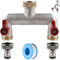 Distribuidor de agua para grifo de 2 vías, de latón para 2 grifos, adaptadores, dispositivos/mangueras de jardín, adaptador de manguera de 3/4 pulgadas, con válvula de bola para ajustar y cerrar el