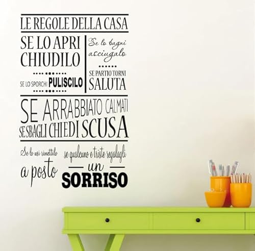 Regole della casa Adesivo da parete Famiglia Casa Murales decorativi Regole della casa Adesivo da parete Poster da parete, nero, 42x67cm