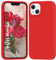 PuyaTeya Liquid Silikon Handyhülle für iPhone 14/13, Hochwertiges Silikon, Weiches Mikrofaserfutter, Ganzkörperschutz - 4 Schichten Stoßfest, Kratzfest, Rot