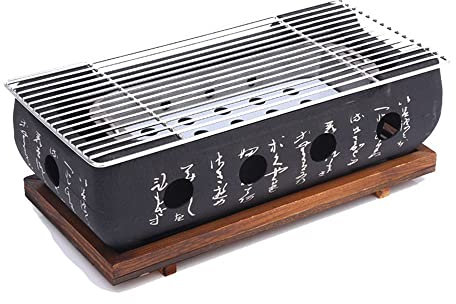 Japanischer Hibachi-Grill, tragbarer Grillofen, Holzkohleofen, Yakitori-Grill, Holzkohlegrill, Tischgrill, Partyzubehör, Grillwerkzeuge für den Haushalt (Größe: Übergroßer Ofen 34,5 x 17 cm)