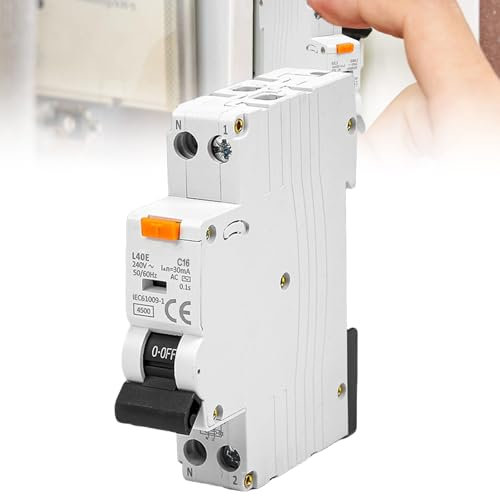 Asfrode FI/LS-Schalter 30mA, FI-Schalter RCD-Geschützter Leistungsschalter 6kA 1P+N Typ A C16, Fehlerstromschutzschalter mit RCBO Nennstrom 16A 230V, DIN-Schienen-Montage - Kurve C