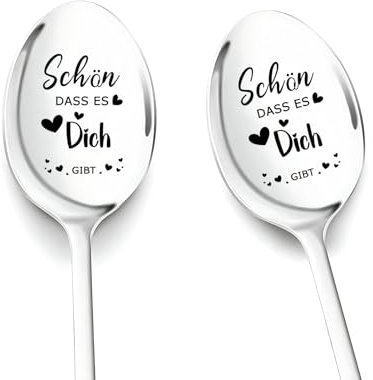 Geschenke für Beste Freundin Schön Dass Es Dich Gibt,2 Stück Kaffeelöffel mit Gravur Geschenke für Frau Frauen Mama Oma Schwester Tochter zum Weihnachtsgeschenke Geburtstagsgeschenk für Frauen