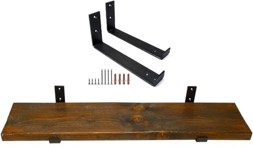 Top Notch Home & Living Scaffold Board Wall Shelf, Handcrafted Rustic Wooden Shelves, Hand Made Scaffold Board Shelves, Rustic Wooden Board Shelving, Incl 2 Up Brackets per Shelf (Tudor Oak, 150cm)