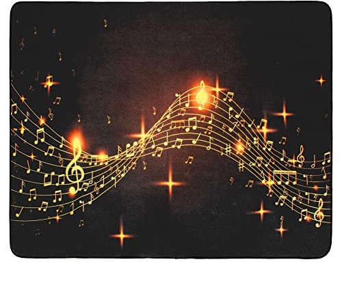 OUUTMEE 152x122cm Schlagzeugteppich Drum Teppich,Elektrisches Schlagzeug Teppich Teppiche, Professionelles rechteckiges Musiksymbolmuster