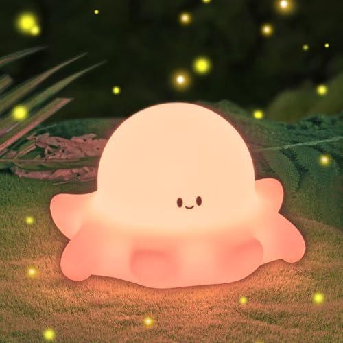 Ainiv Oktopus Nachtlicht, Stilllicht Dimmbar Soft Silikon Touch LED-Lampe mit Dimmbarkeit und Timer, Tragbare Wiederaufladbare Kinderzimmer Nachttisch-Schlafzimmer Tischdekoration Geburtstags