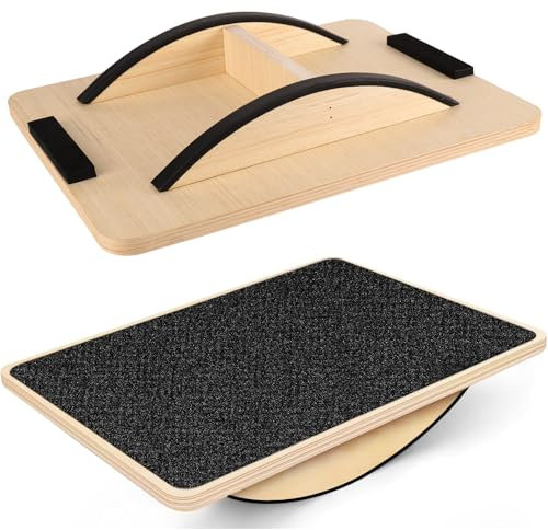 Balance Board aus Holz - Rutschfestes BalanceBoard für Erwachsene -,Gleichgewichtstrainer für Übung Körper Gleichgewicht strecken Beinmuskeln (Schwarz, Original Holz, Monobrett 33×42 cm)