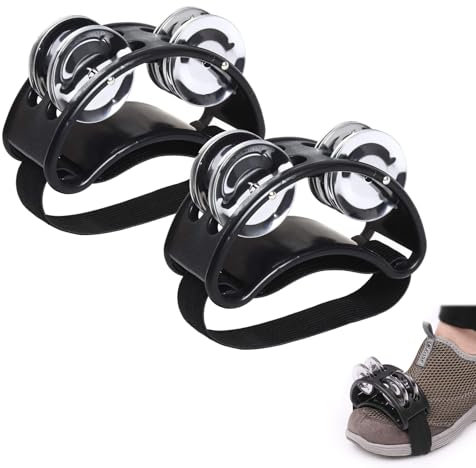 Tambourin à Pieds, Grelots à Pied, Pied Tambourin, Foot Tambourine Shaker Métal, Tambour de Pied en Métal, Percussion Grelot Pied, Foot Tambourin avec Jingle, Tambourin Percussion Instrument, 2Pcs