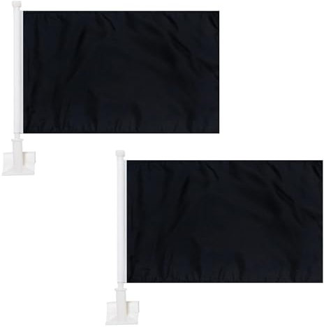2 Pack Black Car Flags,Outdoor with and Car Flag Pole Car Logo Window Clip Can be Clipped to Most Windows,14 inch Flag Pole and 16 x 10 inch Double Sided Flag,Suitable for Most Car.