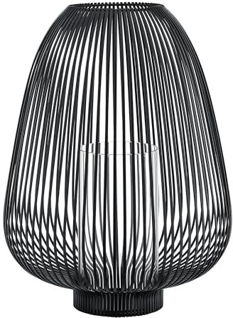 blomus Laterne -LYVA- | Schwarz | Größe L | 34Ø x 45H cm | Kerzenhalter Schwarz | Windlicht aus Stahl inkl. Glaszylinder | Laterne Deko | Indoor Windlicht