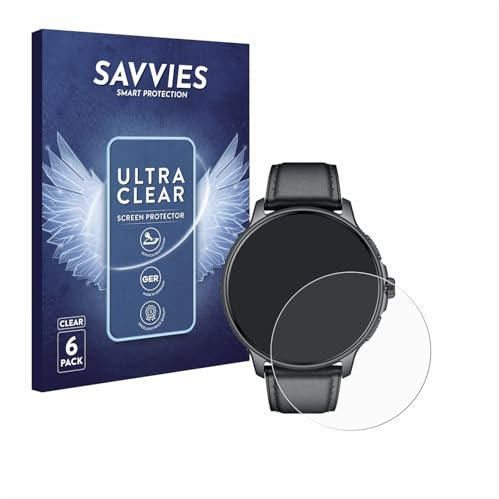 Savvies 6 Stück Schutzfolie für CatShin Smartwatch 1.43 Displayschutz-Folie Ultra-Transparent