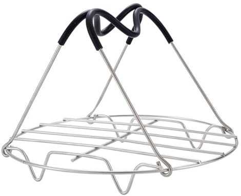 Bessy shop Steamer Rack Trivet with Silicone,Stainless Steel Steaming Stand Steamer Rack Trivet with Handles for Kitchen Cooking Cooker Accessories