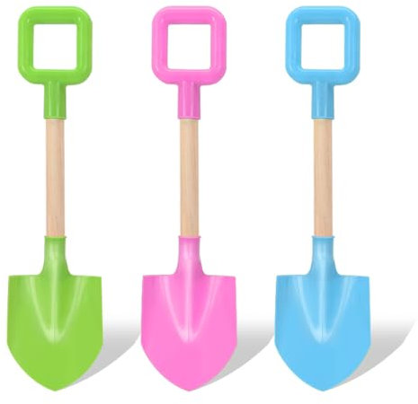 Strand Schaufel für Kinder, 3 Stück Strand Sandspielzeug Schaufel, 40 cm Strand Sand Schaufeln Spielzeug mit Dauerhaftem Holz Gehandelt, Strand Garten Werkzeug Set für Sand Hinterhof Sommer Strand