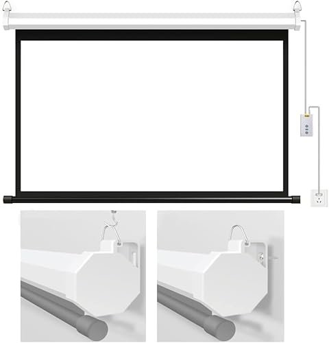 Projektionsschirm mit Motorantrieb, HD-Bildschirm für Außen-/Innen-, Wand-/Deckenmontage mit Fernbedienung(Aspect Ratio 16:9)
