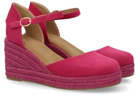 shoes&blues.es 94209 Sandalia de Cuna de Yute para Mujer, comodas y Elegantes Diseno Moderno con el Yute en el Mismo Tono y con Cierre de Hebilla, Ideales para Primavera Verano. Fucsia Talla 39