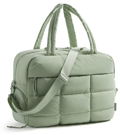BAGSMART Travel Bag for Ryanair Cabin Bags 40x30x20, 23L Gym Bag with Shoe Compartment, Carry on for Weekend Sport Overnight, Quilted Holdall for Women, Padded Laptop Compartment, Green