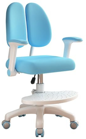 Tifemap Ergonomischer Kinderschreibtischstuhl, 360° Drehbarer, Höhenverstellbarer, Kinder Drehstuhl mit Armlehnen und Fußstütze, Kinder Bürostuhl mit 5 Rollen für 3-12 Jahre alt (Blau)