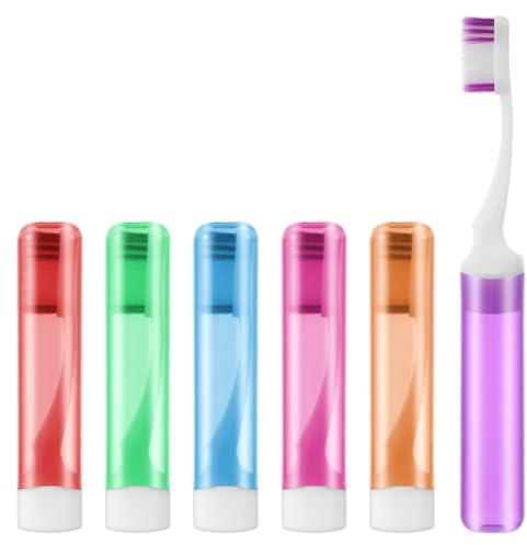6 Stück Klappbare Reise Zahnbürste Set,Portable Reisezahnbürste,Mini Travel Toothbrush mit Etui,für Erwachsene,Camping,Geschäftsreise,Unterwegs Reisen,Schule