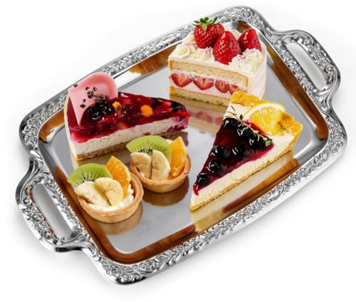 BESPORTBLE Wooden Serving Tray Rectangular Tableware Tray for Bread Food Storage and Dessert Serving 15.35 X 9.06 X 0.67 in for Kitchen Dining Room Living Room