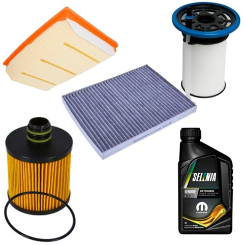 KIT TAGLIANDO COMPATIBILE CON FIAT TIPO 1.6 MULTIJET 120CV 2015> + 5 LITRI OLIO SELENIA WR 0W-30