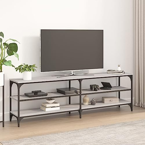 NIVVHOH TV-Schrank Lowboard Grau 160x30x50 cm Holzwerkstoff Inrie-Stil Vintage-Note für Zimmer TV-Möbel