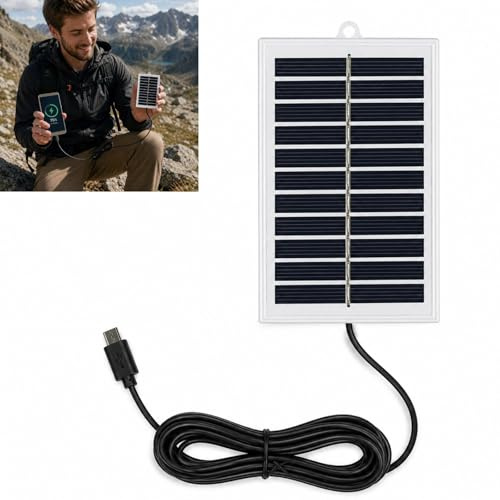 QLK Panel Solar portátil de 2 W 5 V con Micro USB, Conector para Viajes, Cargador Solar para teléfono móvil, batería Externa, IP65 Resistente al Agua, Ideal para Senderismo, Camping, Exterior