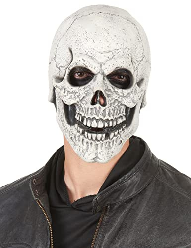 DEGUISE TOI Latex-Maske lachender Schädel - Weiß