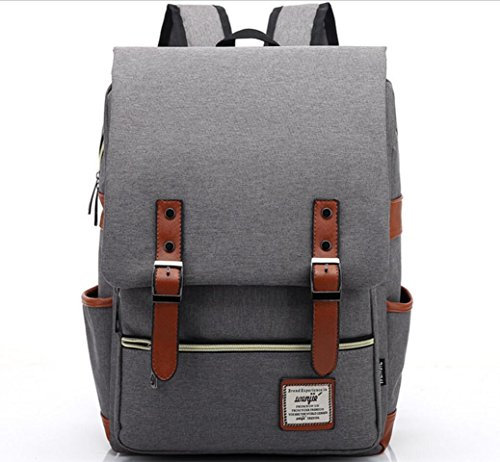 XibeiTrade Vintage Rucksack Herren Damen Unisex School Student Oxford Laptop Rucksack Retro Rucksäcke Schulrucksack Hellgrau
