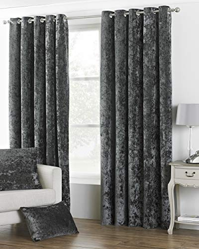 Riva Paoletti Verona Ringtop Eyelet Curtains (Pair), 168cm x 183cm, Pewter Grey