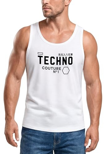 Neverless Techno Tank-Top Herren Muskelshirt Muscle Shirt Weiss M