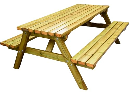 MG Timber Heavy Duty Premium, A-frame Picnic table, Bench. Made From Pressure Treated Swedish Redwood (SQ CORNERS, 4FT)