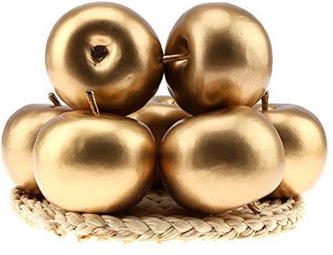 Gresorth 6 Stück Künstlich Gold Apfel Fälschung Äpfel Obst Zuhause Party Christmas Dekoration