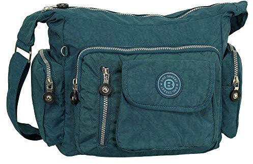 Ledershop24 Geschenkset - Leichte Damen & Herren Umhängetasche Schultertasche Sporttasche Stofftasche Farbe Blau