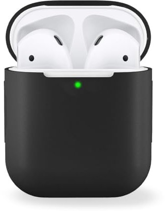 MyGadget Estuche de Silicona Suave Compatible con Auriculares Apple Airpods 1 y 2 Generación - Funda Protectora para Auricolares - Case Anti arañazos - Negro