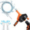 Breezz Abflussschnecke, Verstopfungsentferner mit Bohrer-Adapter, 7,6 m, robust, flexibel, zur Verwendung manuell oder für Küche, Bad und Duschspüle, mit Handschuhen (Orange)