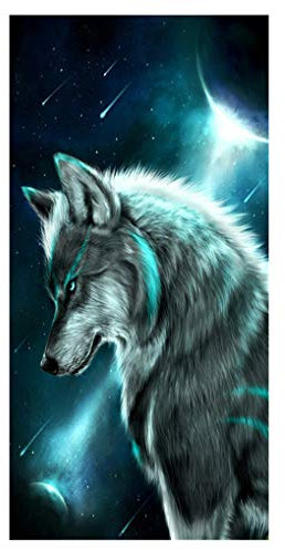 HNHDDZ Strandtuch 3D Tier Einhorn Pferd Leopard Wolf Elefant Eule Galaxie Nebel Badetuch Strandlaken Handtuch 100% Mikrofaser Badetuch Sommer Männer und Frauen (Stil 5,80x160 cm)