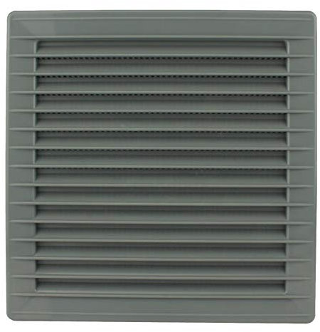 VONLIS Ventilation Grille Slats Exhaust Air Mesh Insect Protection Flange Square 140 x 140 mm Grey