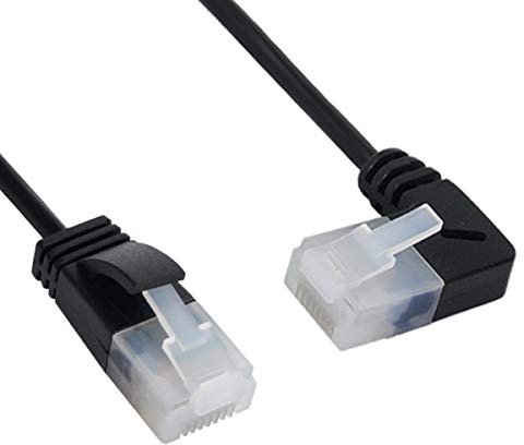 xiwai Câble Ethernet ultra fin Cat6 RJ45 à angle droit vers UTP droit - Câble patch 90° Cat6a LAN pour ordinateur portable, routeur, TV Box (3 m)