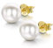 Amberta Damen Ohrringe aus 925 Sterling Silber mit Perlen: 7-8 mm Weiße Perle - 18K Vergoldet